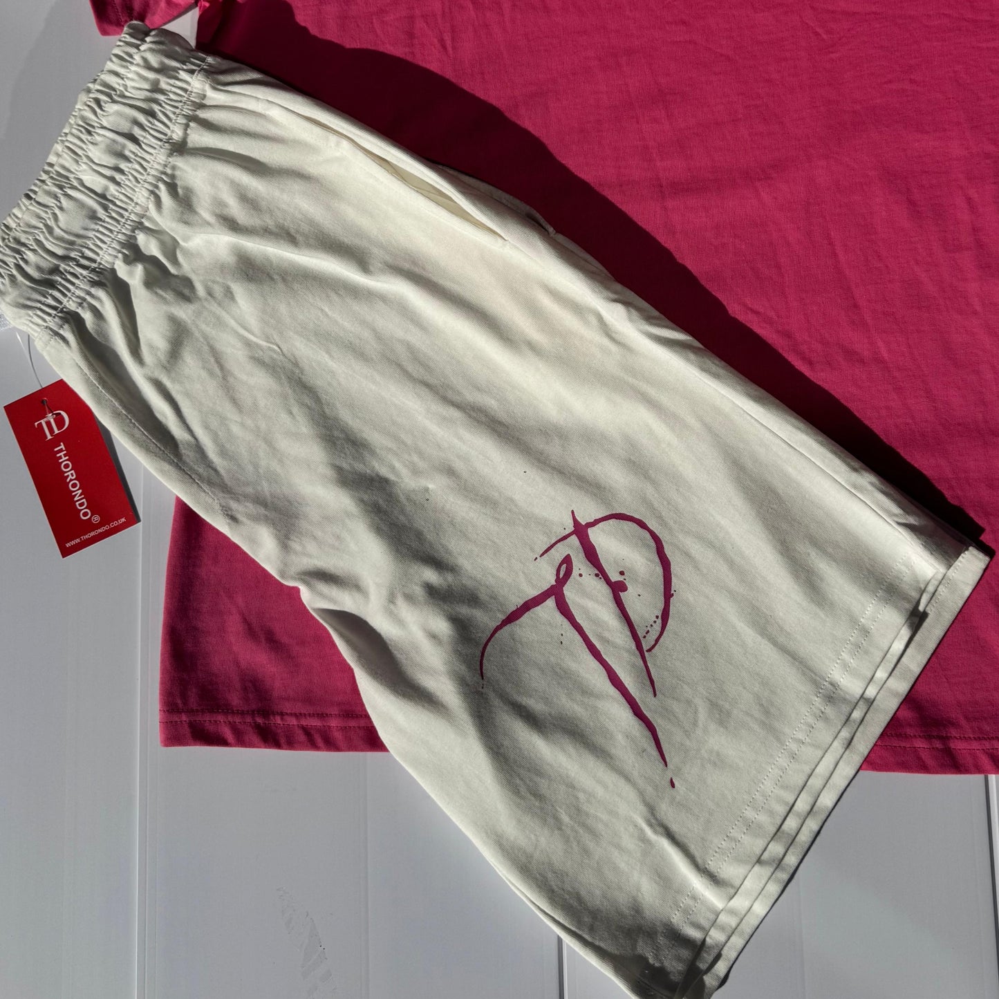TD cream x pink shorts