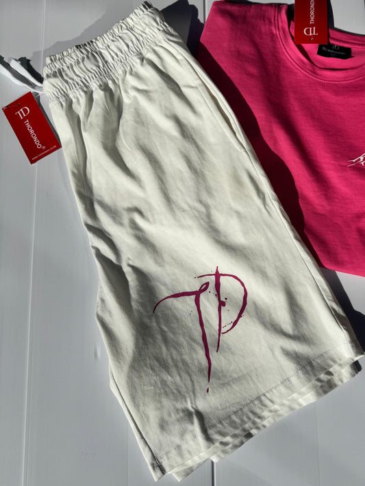 TD cream x pink shorts